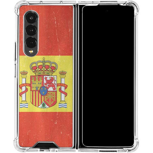 Spain Flag Distressed Galaxy Z Fold4 5G Clear Case